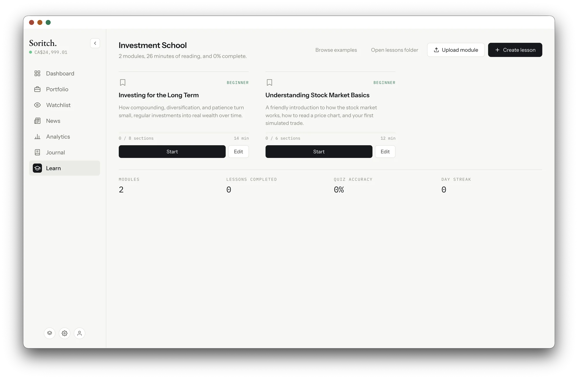 Investment School in light mode